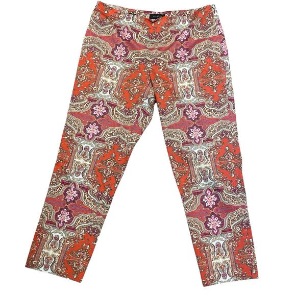 TALBOTS Signature Grecian Paisley Ankle Pants Women's 12 Boho Chic Maximalist - Picture 1 of 10
